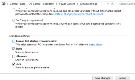 Turn on fast startup